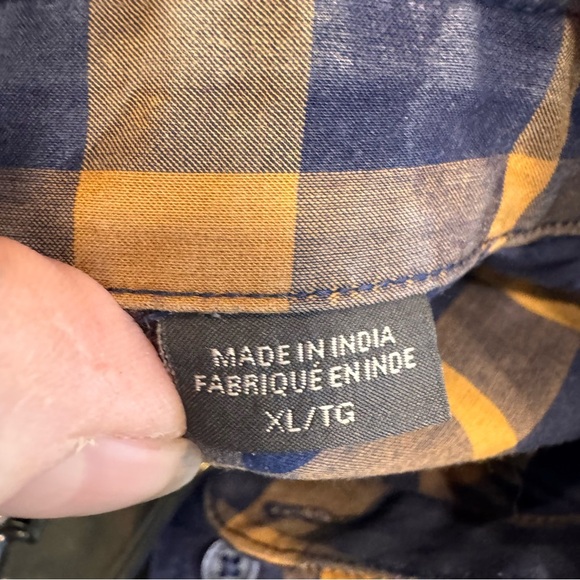 A/X Armani Exchange Men's Blue and Tan Button Down Long-Sleeved Shirt Size XL - Picture 4 of 10